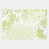 Waterverfspatten Groen en Salie Inpakpapier Vel (Voorkant 3)
