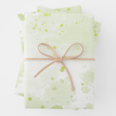 Waterverfspatten Groen en Salie Inpakpapier Vel (In situ)