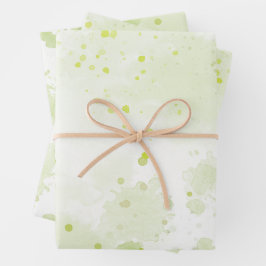 Waterverfspatten Groen en Salie Inpakpapier Vel