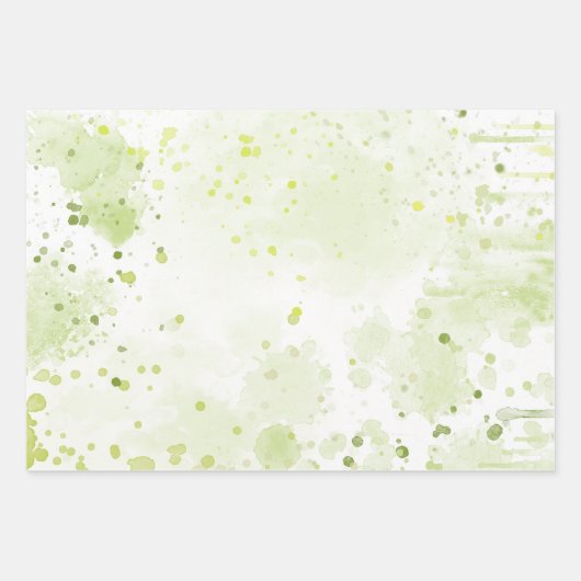 Waterverfspatten Groen en Salie Inpakpapier Vel (Voorkant)
