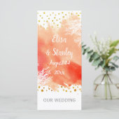 Waterverfspatten, koraalrif-huwelijksprogramma programmakaart (Staand voorkant)