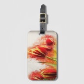 Waterverfspatten Rode Gele Tulpen Bloemig Bagagelabel (Voorkant (verticaal))