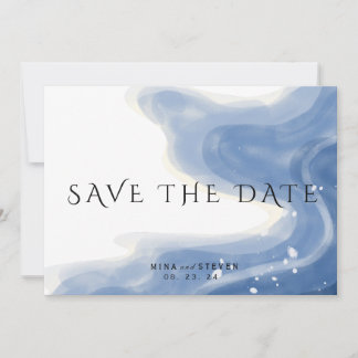 Waterverfstrand met golvende horizontale huwelijk save the date