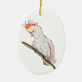 Waterverftekening van een kaketoe papegaai keramisch ornament