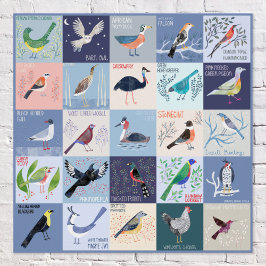 Waterverftekeningen van vogels van over de hele we perfect poster