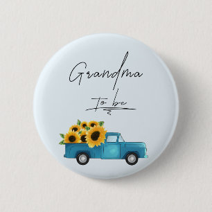 Waterverftruck met zonnebloemen Oma worden Ronde Button 5,7 Cm