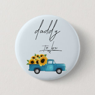 Waterverftruck met zonnebloemen Papa in wording Ronde Button 5,7 Cm