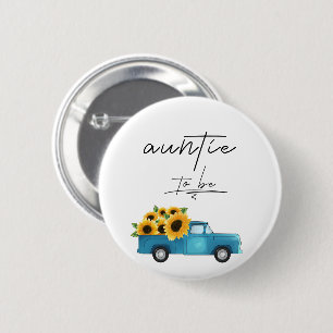 Waterverftruck met zonnebloemen Tante worden  Ronde Button 5,7 Cm
