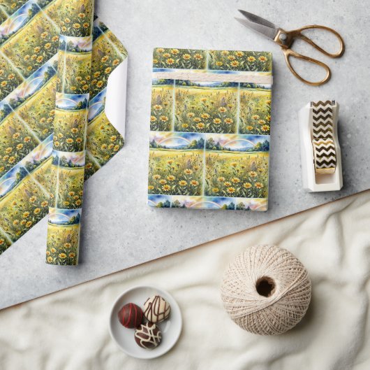 Waterverfveld met regenboog cadeaupapier (Crafts)