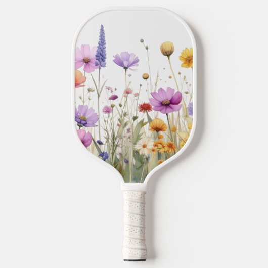 Waterverfveld van wilde bloemen pickleball paddle (Voorkant)