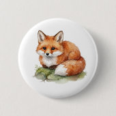 Waterverfvos Ronde Badge Button 5,7 Cm (Voorkant)