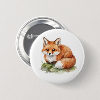 Waterverfvos Ronde Badge Button 5,7 Cm