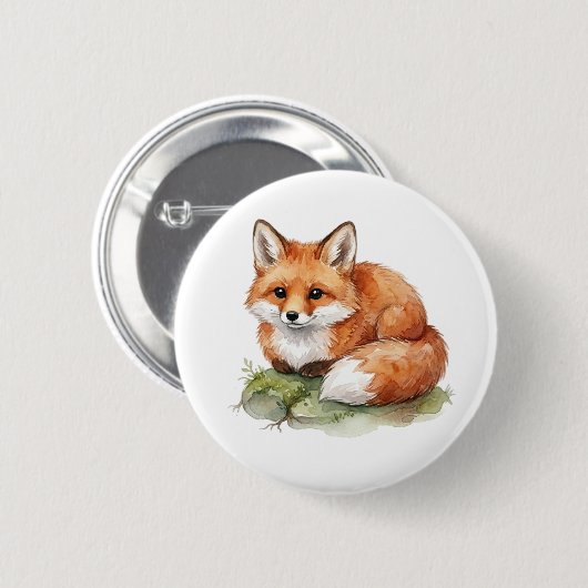 Waterverfvos Ronde Badge Button 5,7 Cm (Voorkant /achterkant)
