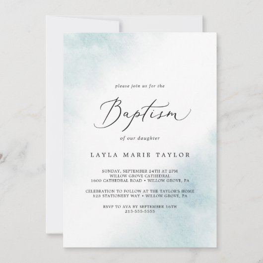 Waterverfwas | Blauwe Doop Kaart (Voorkant)