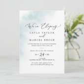 Waterverfwas | Blauwe Elopement Ontvangst Kaart (Staand voorkant)