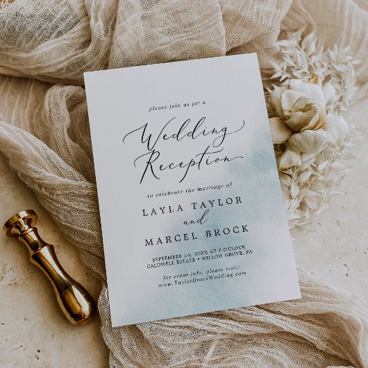 Waterverfwas | Blauwe Trouwreceptie Kaart