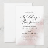 Waterverfwas | Blush Bruiloftsreceptie Kaart (Voorkant / Achterkant)