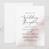 Waterverfwas | Bruiloftsreceptie Roze Kaart (Voorkant / Achterkant)