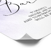 Waterverfwas | Paarse Open Bar voor Huwelijk Poster (Hoek)