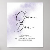 Waterverfwas | Paarse Open Bar voor Huwelijk Poster (Voorkant)