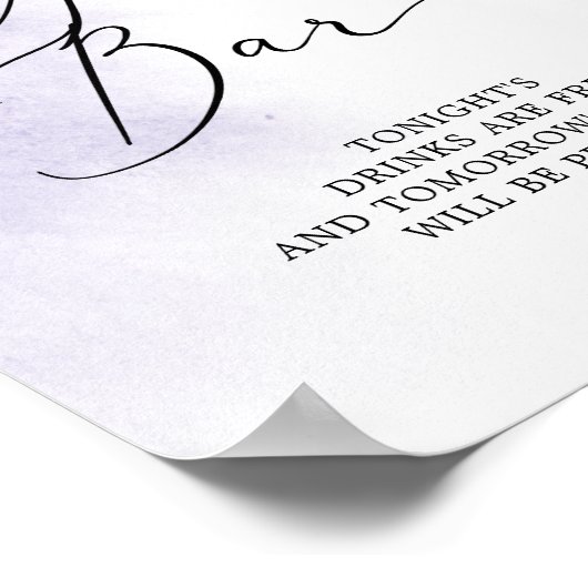 Waterverfwas | Paarse Trouw Open Bar Poster (Hoek)