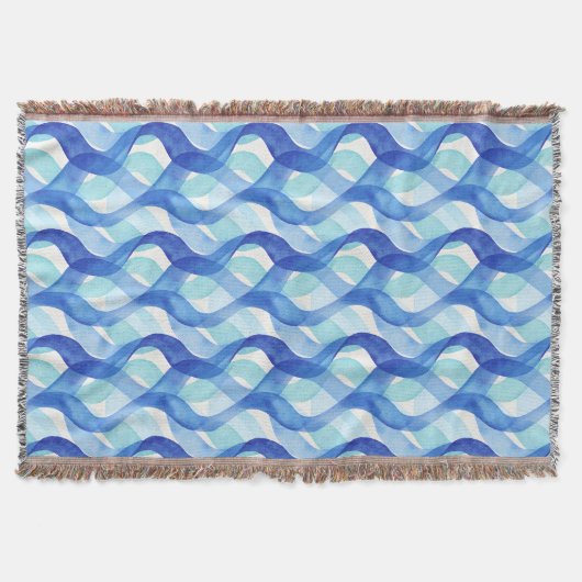 Waterverfwavepatroon Oceaanstroom Deken (Voorkant)