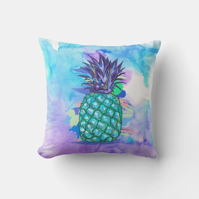 Waterverven achtergrond & ananas illustratie kussen (Voorkant)