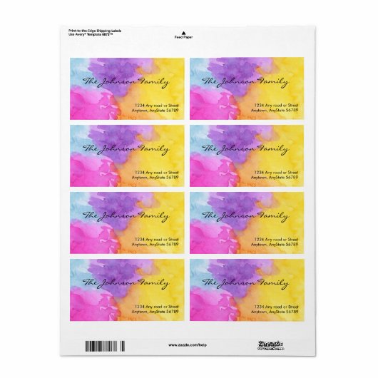 Waterverven Adres Etiket (Full Sheet)