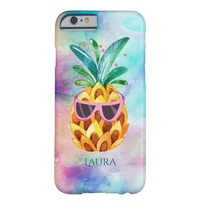 Waterverven Ananas met Paarse zonnebril Case-Mate iPhone Case (Achterkant)