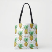 Waterverven Ananaspatroon Tote Bag (Voorkant)