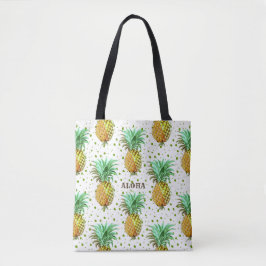 Waterverven Ananaspatroon Tote Bag