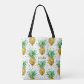 Waterverven Ananaspatroon Tote Bag (Achterkant)