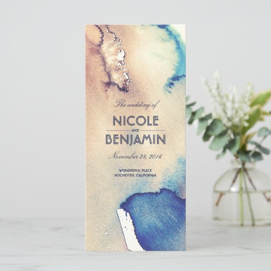  Waterverven Beach Wedding Programma's (Staand voorkant)