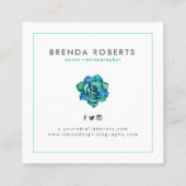 Waterverven Blauw-groen Cactus Crown Vierkante Visitekaartje (Achterkant)