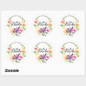 Waterverven bloemen, de bride Typografie Ronde Sticker (Vel)