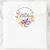 Waterverven bloemen, de bride Typografie Ronde Sticker (Tas)