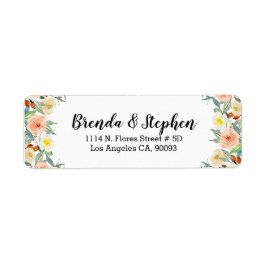 Waterverven bloemen lijst etiket