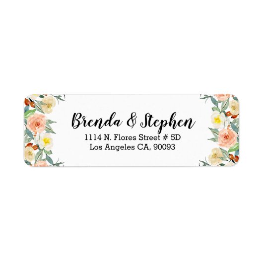 Waterverven bloemen lijst etiket (Voorkant)