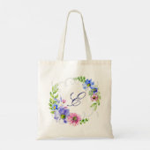 Waterverven bloemen met een monogram tote bag (Achterkant)