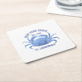 Waterverven Blue Crab Illustratie Aangepaste tekst Kartonnen Onderzetters (Schuin)