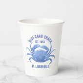 Waterverven Blue Crab Illustratie Aangepaste tekst Papieren Bekers (Voorkant)