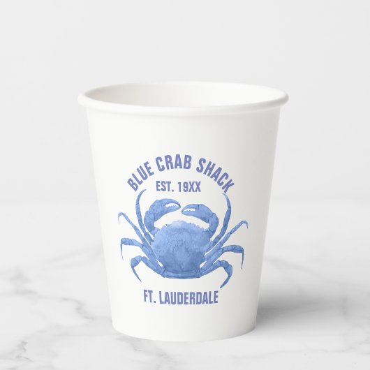 Waterverven Blue Crab Illustratie Aangepaste tekst Papieren Bekers (Voorkant)