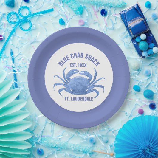 Waterverven Blue Crab Illustratie Aangepaste tekst Papieren Bordje (Feest)