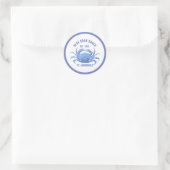 Waterverven Blue Crab Illustratie Aangepaste tekst Ronde Sticker (Tas)