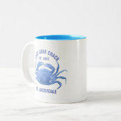 Waterverven Blue Crab Illustratie Aangepaste tekst Tweekleurige Koffiemok (Voorkant links)