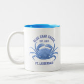 Waterverven Blue Crab Illustratie Aangepaste tekst Tweekleurige Koffiemok (Links)