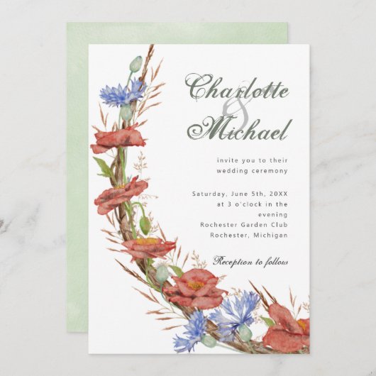 Waterverven bruiloft kaart (Voorkant / Achterkant)