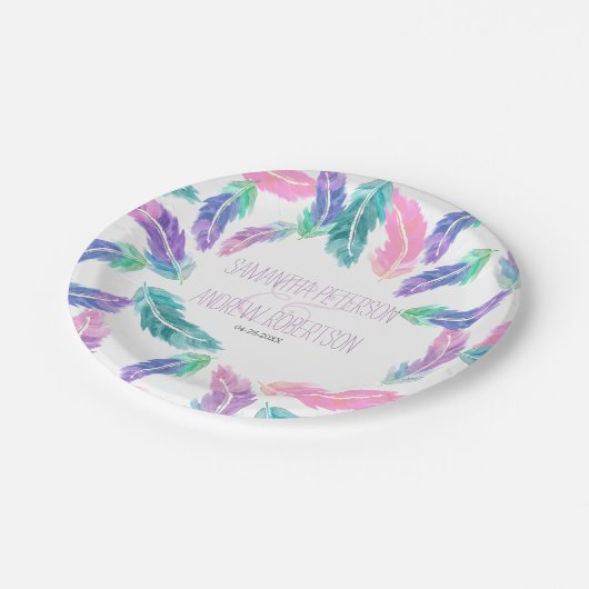 Waterverven bruiloft met schilfers papieren bordje (Gekanteld)