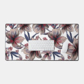 Waterverven Crimson Bloemen op wit Bureaumat (Keyboard & Muis)