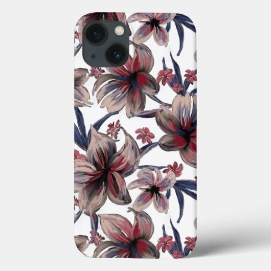 Waterverven Crimson Bloemen op wit Case-Mate iPhone Case (Achterkant)